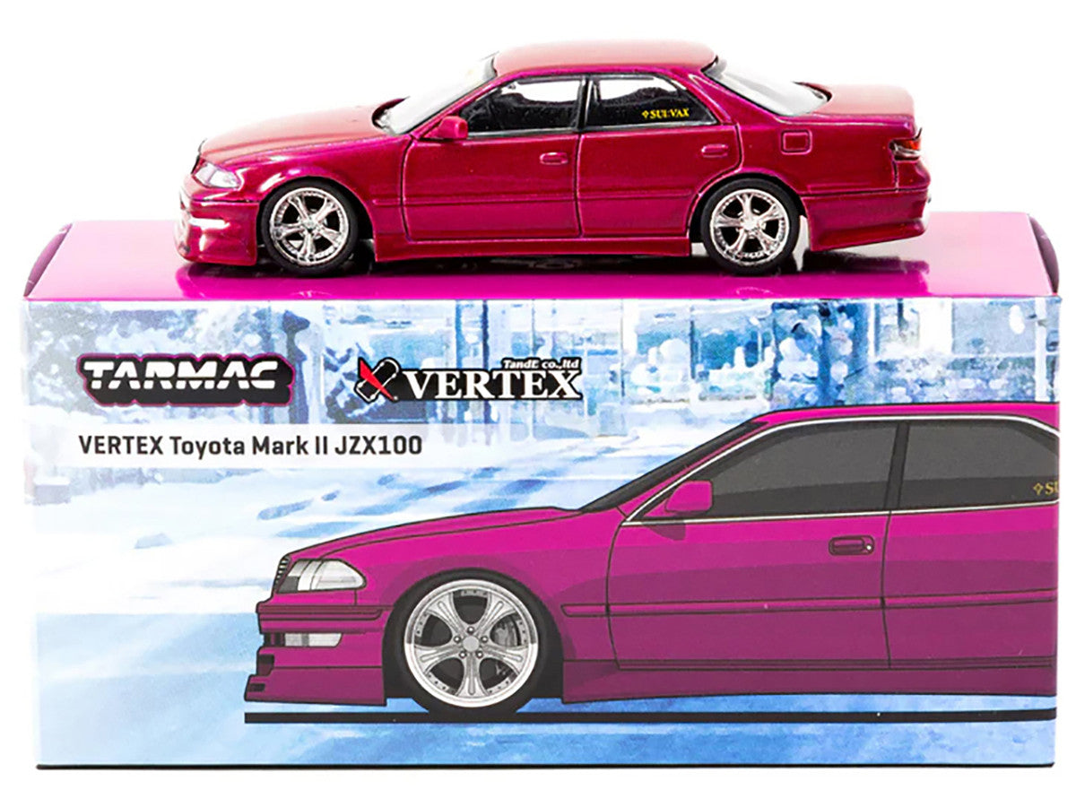 Toyota Vertex Mark II JZX100 RHD (Right Hand Drive) Hot Pink Metallic "Global64" Series 1/64 Diecast Model by Tarmac Works