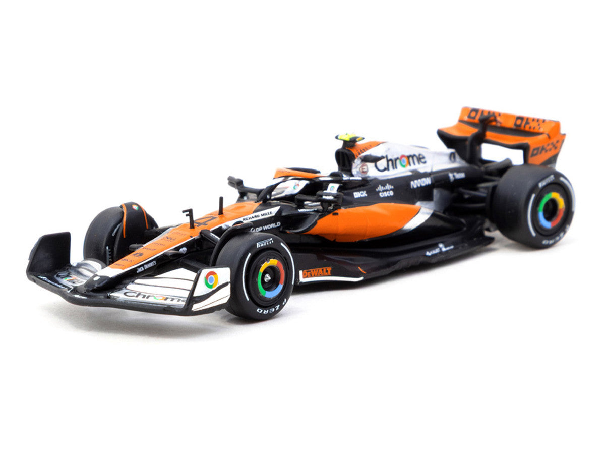McLaren MCL60 #4 Lando Norris 2nd Place Formula One F1 "British GP" (2023) with Pitboards "Global64" Series 1/64 Diecast Model Car by Tarmac Works