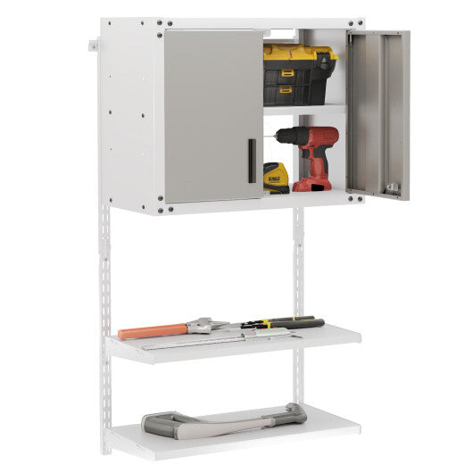 Metal Wall Cabinet with Lock and 3 Adjustable Shelves