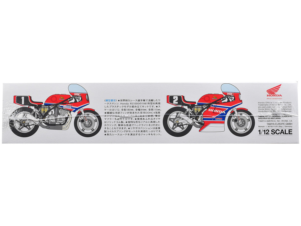 Model Kit Honda RS1000 Endurance Racer Motorcycle 1/12 Scale Model by Tamiya