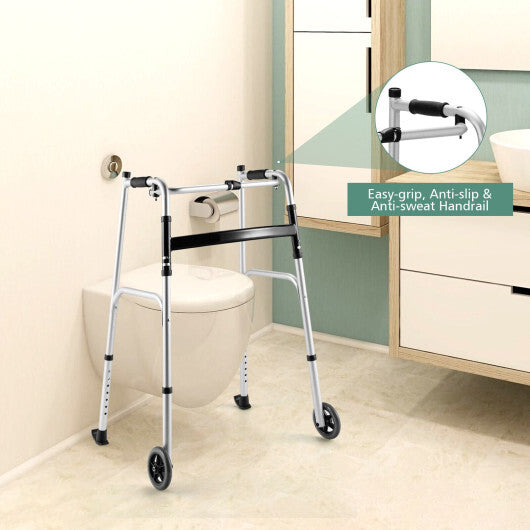 Height Adjustable Rollator Walker With Seat and Armrest Pad - Color: Silver