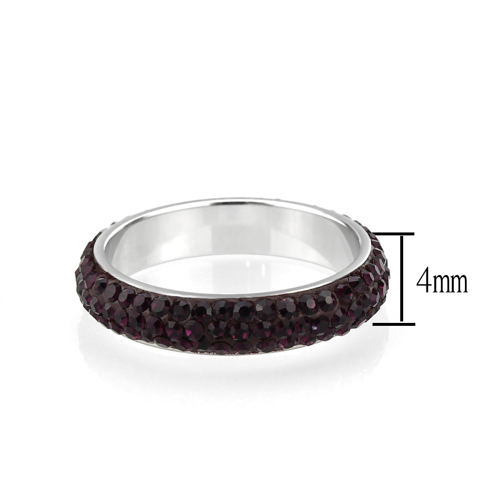 TK3837 - High polished (no plating) Stainless Steel Ring with Top Grade Crystal  in Amethyst(204)