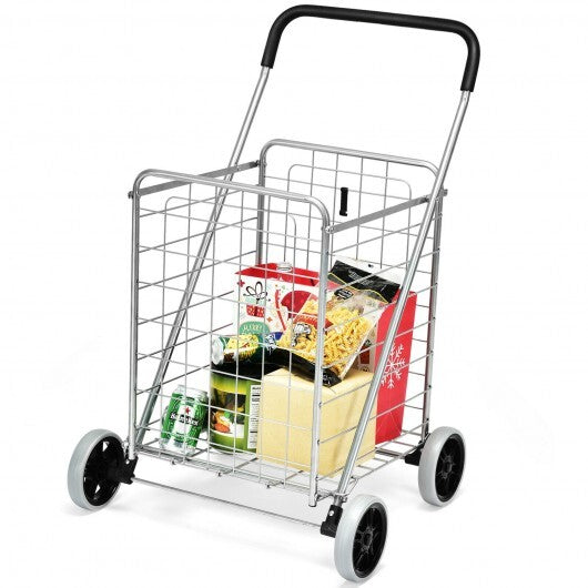 Portable Folding Shopping Cart Utility for Grocery Laundry-Black