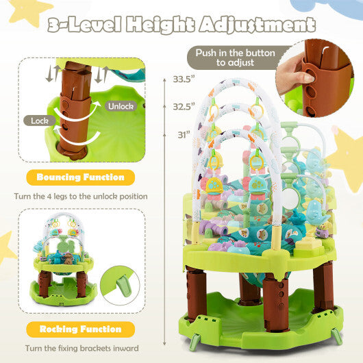 3-in-1 Baby Activity Center with 3-position for 0-24 Months-Green - Color: Green