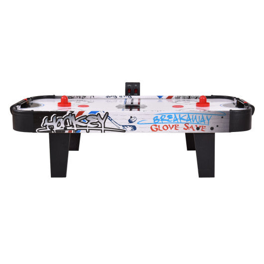 42 Inch Air Powered Hockey Table Top Scoring 2 Pushers - Color: White