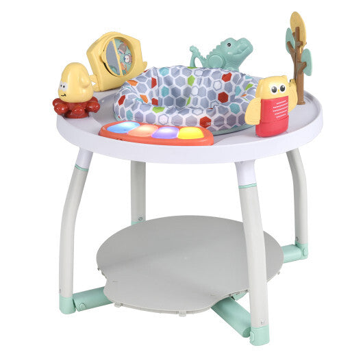 5-in-1 Baby Activity Center Interactive Bounce Seat with Removable Toys-White - Color: White