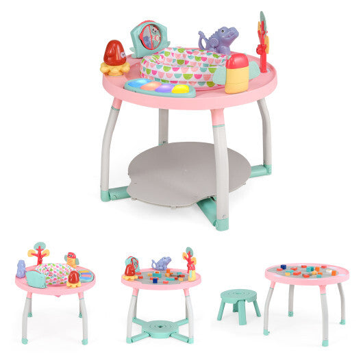 5-in-1 Baby Activity Center Interactive Bounce Seat with Removable Toys-White
