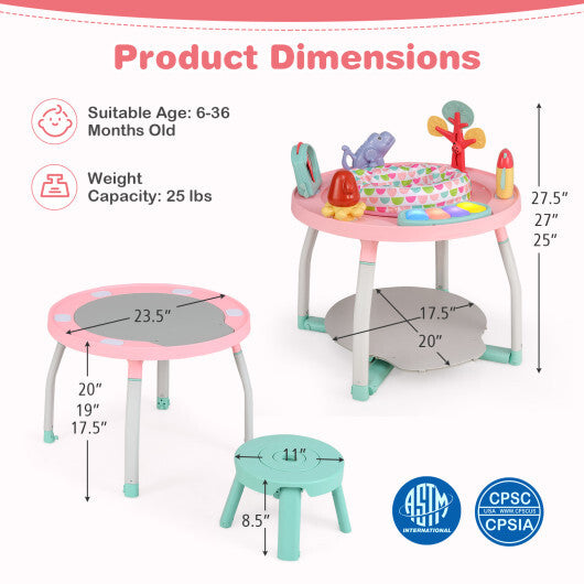 5-in-1 Baby Activity Center Interactive Bounce Seat with Removable Toys-White