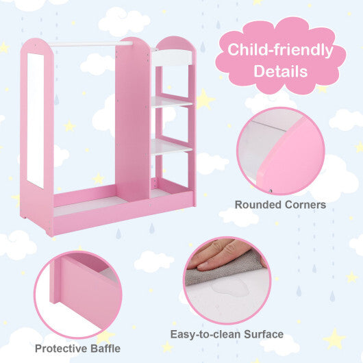 Kids Dress Up Storage with Mirror-White