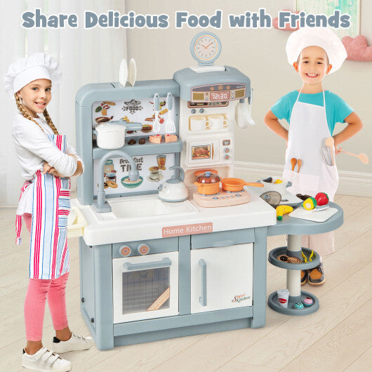 Kids Play Kitchen Toy with Stove Sink Oven with Light and Sound-Pink