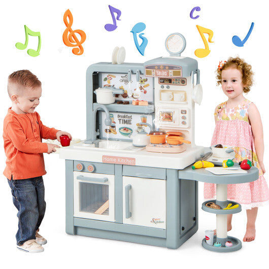 Kids Play Kitchen Toy with Stove Sink Oven with Light and Sound-Pink
