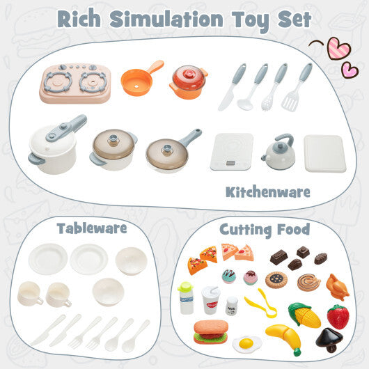 Kids Play Kitchen Toy with Stove Sink Oven with Light and Sound-Pink