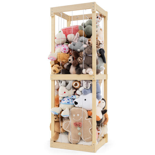 300L Large Stuffed Animal Storage with Open Top and Elastic Cords-White