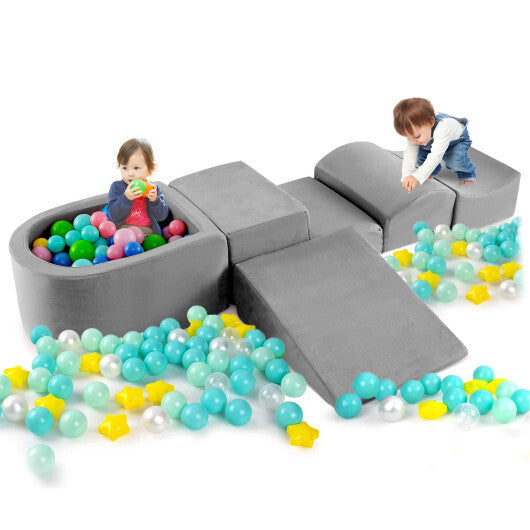 5-Piece Climb and Crawl Playset with Ball Pit for Kids-Multicolor