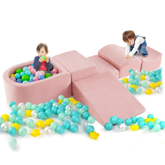 5-Piece Climb and Crawl Playset with Ball Pit for Kids-Multicolor