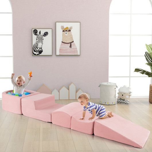 5-Piece Climb and Crawl Playset with Ball Pit for Kids-Multicolor