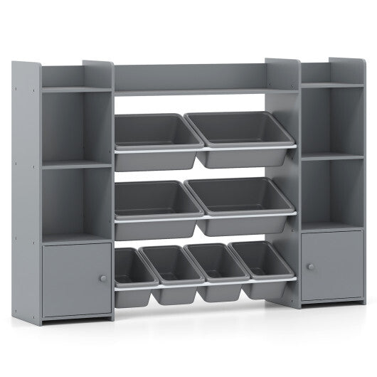 56 inch Large Toy Storage Organizer with 8 Removable Bins and Bookshelf-Pink