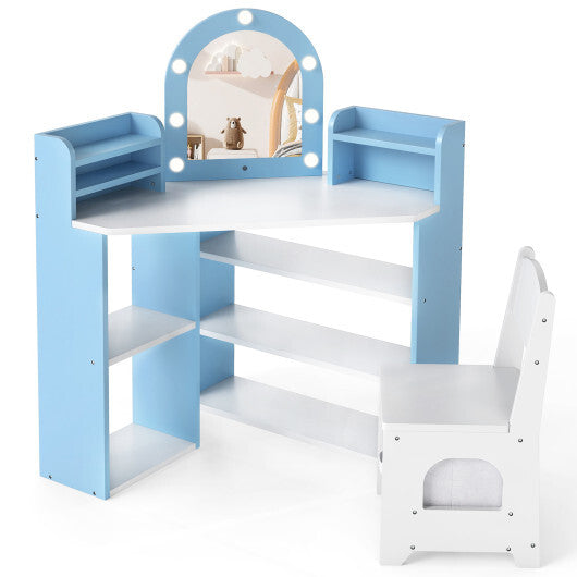 2-In-1 Kids Vanity Set with Lights for Toddlers 3+ Years Old-White