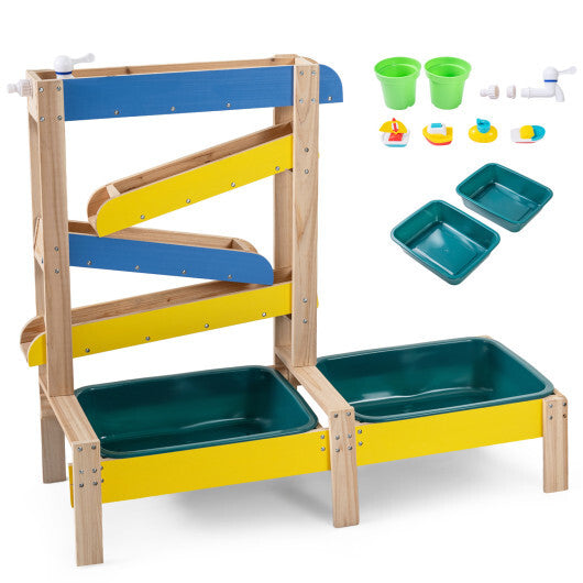 Sand and Water Table for Toddlers with 2 Water Basins-Multicolor