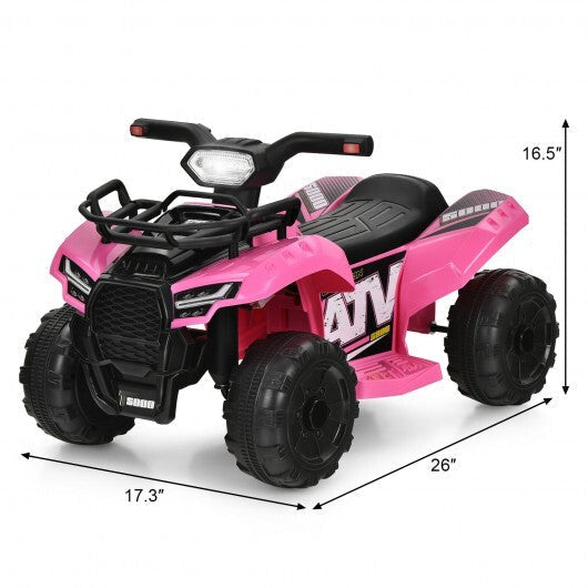 6V Kids ATV Quad Electric Ride On Car with LED Light and MP3-Pink - Color: Pink