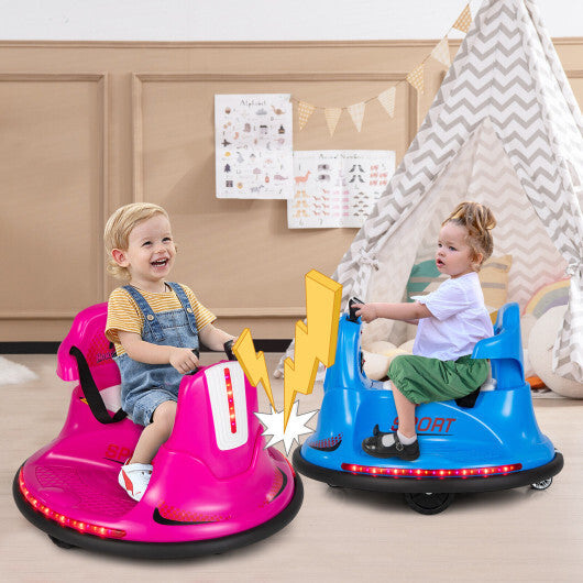 12V Kids Ride On Bumper Car with Remote Control Lights and Music-Red