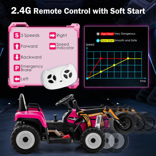 12V Kids Ride on Road Roller with 2.4G Remote Control-Pink - Color: Pink