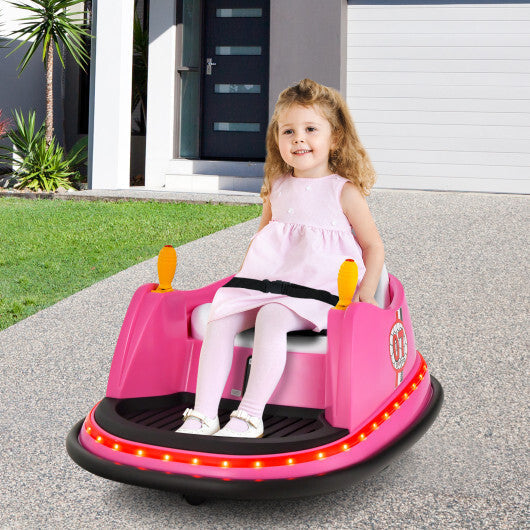 12V Electric Kids Ride On Bumper Car with Flashing Lights for Toddlers-Blue