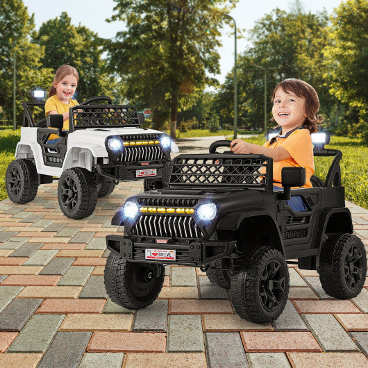 12V Kids Ride on Truck Car with Parental Remote and Music Player-White