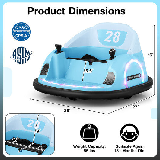 12V 360? Ride on Bumper Car for Toddlers with Remote Control-Pink