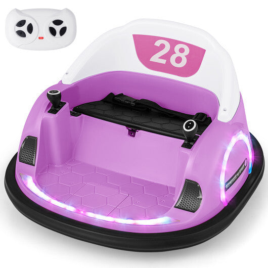 12V 360? Ride on Bumper Car for Toddlers with Remote Control-Pink