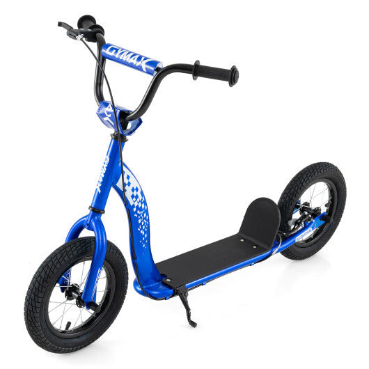 Kids Scooter Youth Kick Scooter with Adjustable Height Handlebar 12-Inch Inflatable Wheels-Pink