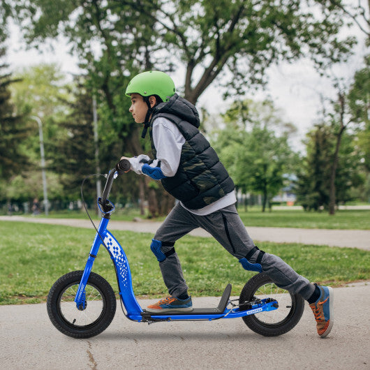 Kids Scooter Youth Kick Scooter with Adjustable Height Handlebar 12-Inch Inflatable Wheels-Pink