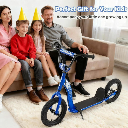 Kids Scooter Youth Kick Scooter with Adjustable Height Handlebar 12-Inch Inflatable Wheels-Pink