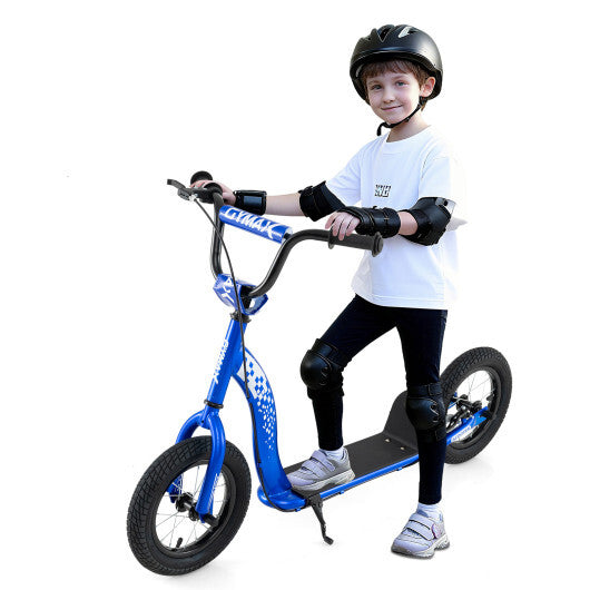 Kids Scooter Youth Kick Scooter with Adjustable Height Handlebar 12-Inch Inflatable Wheels-Pink