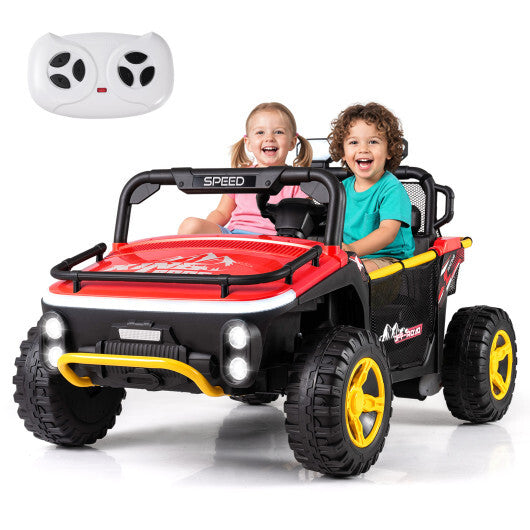 24V Ride on Toy for Kids 2 Seater Ride on Truck Car with Horn Music Story-Red - Color: Red