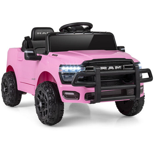 12V Kids Ride On Car Licensed RAM 3500 Electric Vehicle with Remote Control-Pink - Color: Pink