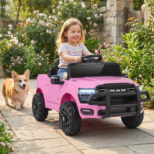 12V Kids Ride On Car Licensed RAM 3500 Electric Vehicle with Remote Control-Pink - Color: Pink