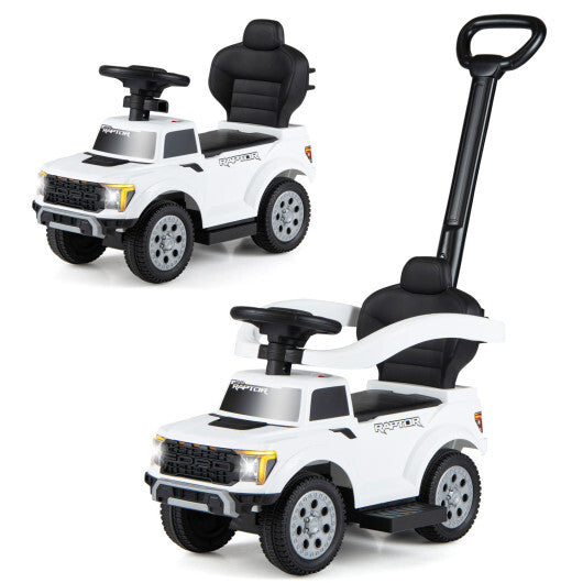 3-In-1 Licensed Ford Push Car for Toddlers-White - Color: White