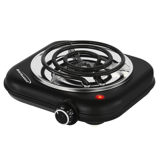 Brentwood 1100w Countertop Single Coiled Electric Burner in Black