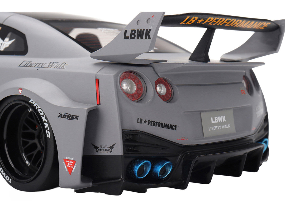 Nissan LB-Silhouette WORKS GT 35GT-RR Ver.1 RHD (Right Hand Drive) Matt Gray with Black Top 1/18 Model Car by Top Speed