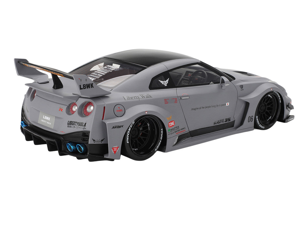 Nissan LB-Silhouette WORKS GT 35GT-RR Ver.1 RHD (Right Hand Drive) Matt Gray with Black Top 1/18 Model Car by Top Speed