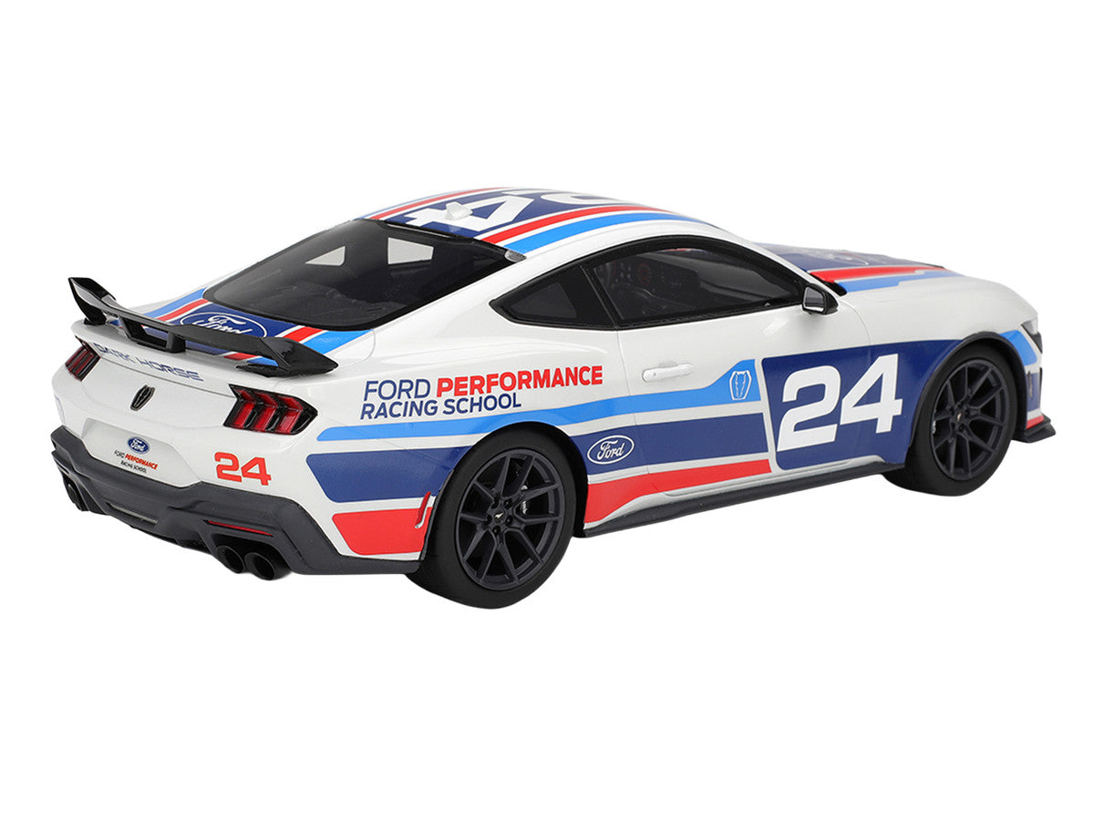Ford Mustang Dark Horse #24 "Ford Performance Racing School" White with Graphics 1/18 Model Car by Top Speed