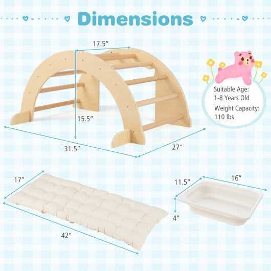 6 in 1 Kids Climbing Arch Playset wIth Removable Cushion and Stoppers-Multicolor