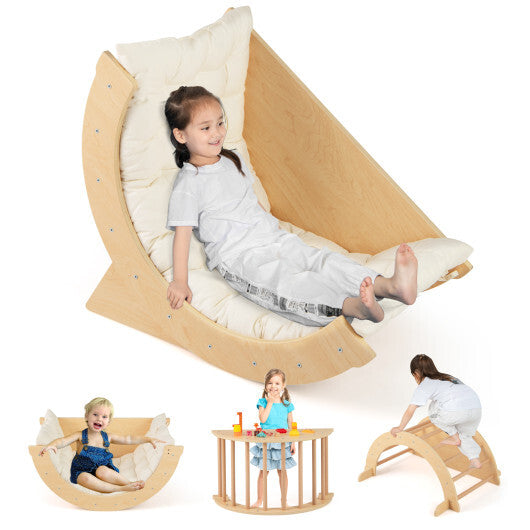 Kids Climbing Arch with Cushion Montessori Arch Climber/Rocker for Toddlers-Coffee