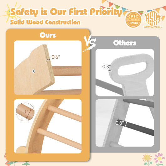 Kids Climbing Arch with Cushion Montessori Arch Climber/Rocker for Toddlers-Coffee