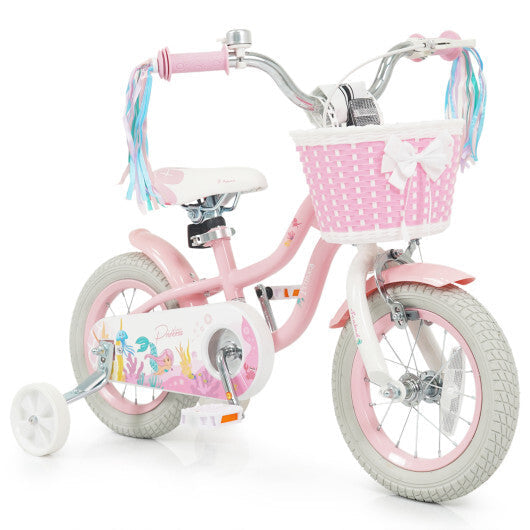 12 Inch Kids Bike Adjustable with Basket and Streamers for Girls Aged 3-4 Years Old Pink - Color: Pink - Size: 12 inches