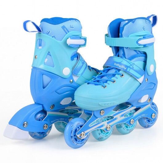 4-Size Adjustable Light-Up Kids Inline Skates for Kids Ages 7-9-Blue