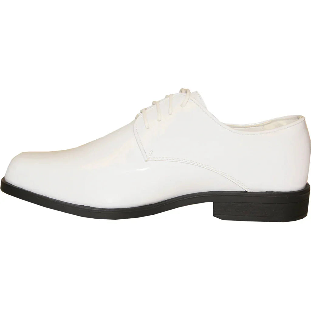 VANGELO Men Dress Shoe TUX-1 Oxford Formal Tuxedo for Prom & Wedding White Patent