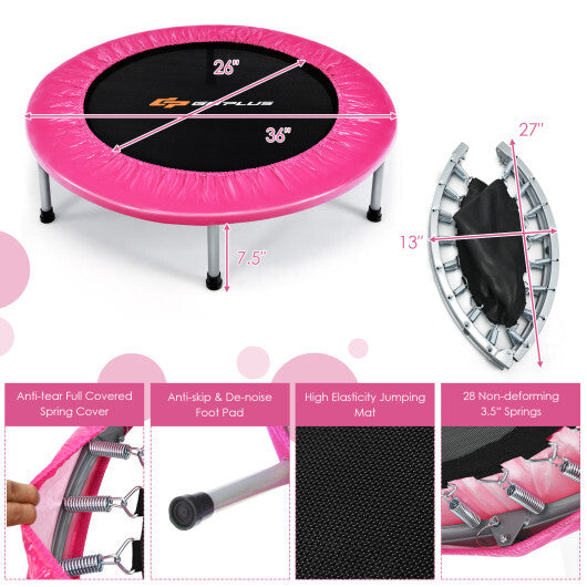 36 Inch Mini Folding Trampoline Portable Recreational Fitness Rebounder-Silver