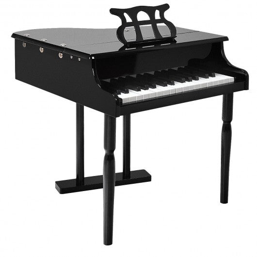 Musical Instrument Toy 30-Key Children Mini Grand Piano with Bench-Black - Color: Black